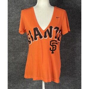 MLB San Francisco Giants Nike Women orange v-neck Shirt Top Size Large BY4103